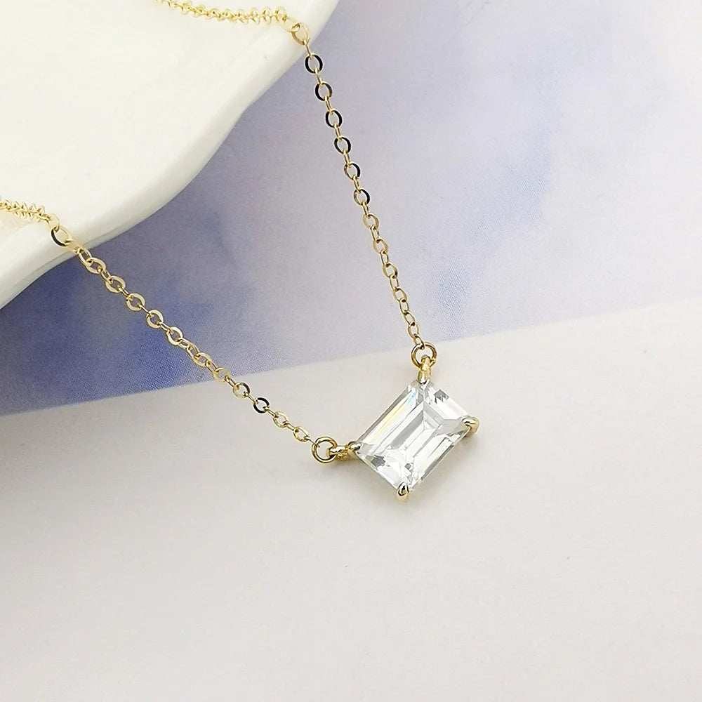 New Arrival Genuine 14K Gold Shinny Cubic Zircon Necklace Cheap 14K Solid Gold Jewelry Chain Necklace Wholesale