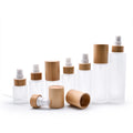 20ml 30ml 40ml 60ml 80ml 100ml 120ml Frost Transparency Flat Glass Bottle with Bamboo Pump Sprayer Screen Printing Face Cream