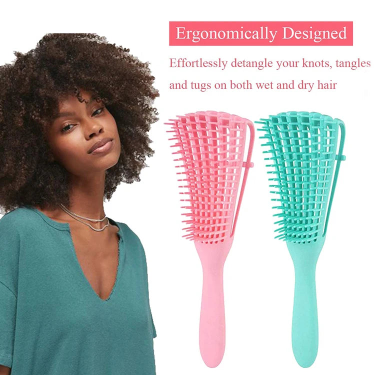 Professional Electric Afro Detangling Hair Brush Women Custom Black Natural Kinky Wavy Curly Hair Home Plastic Boxed