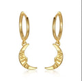 NEW Fashion Earrings Jewelry 925 Sterling Silver Minimalist Earrings Moon Pendant Gold Plated Huggie Hoop Earrings for Women