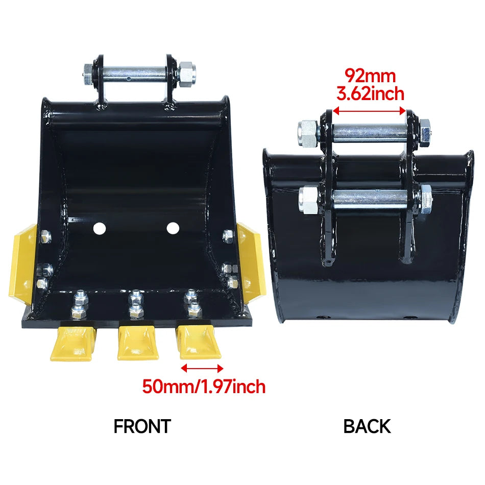 New  Mini Excavator Attachments 300mm Alloy Steel Bucket with Strong Wear-Resistant Teeth for Ditching Dredging