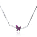 Women's Wedding 925 Sterling Silver Necklace Beautiful Butterfly Shape AAA Cubic Zirconia Big Diamond Stone Main Material Gold