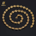 Nuoya Fashion Hip Hop Jewelry Gold Plated Men Stainless Steel Coffee Bean Link Chain Necklace