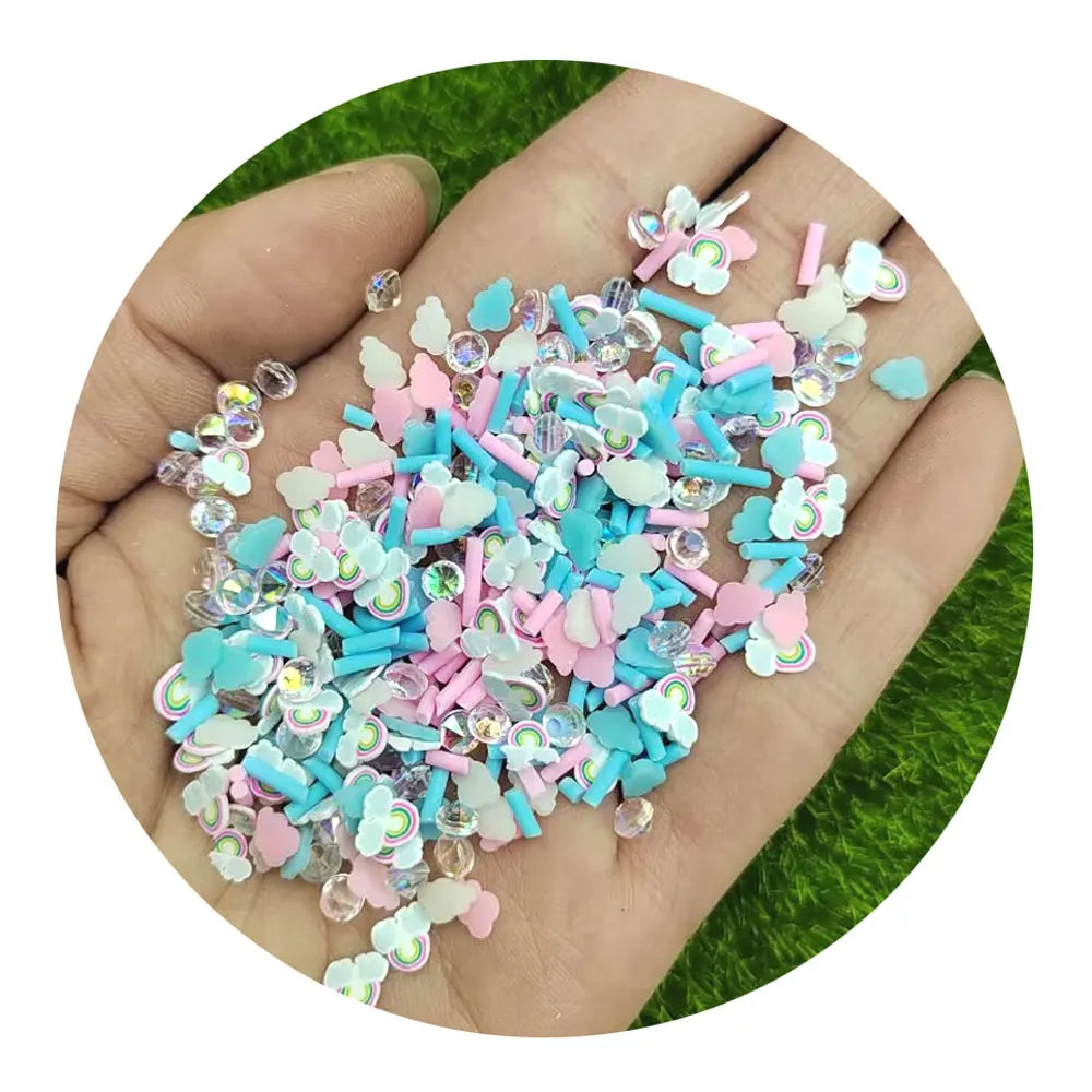 Mix Polymer Clay Pearls Rainbow Cloud Slices Sprinkles for DIY Making Nail Art Decoration Plastic Klei Mud Accessories