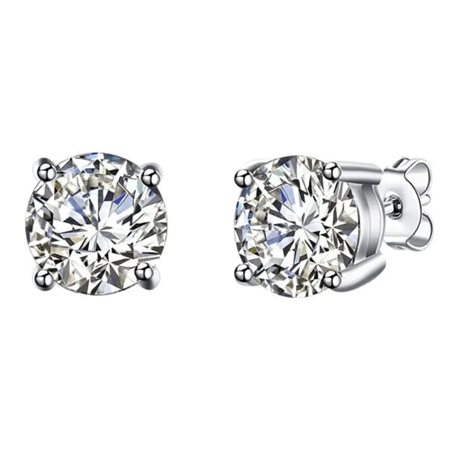 Classic and Simple Design Round Brilliant Cut 0.5ct 1ct 2ct Moissanite Diamond Gold Stud Earring