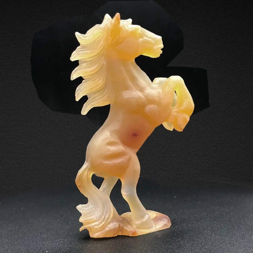 Wholesale Folk Crafts Hand Carved Stone Healing Natural Crystal Carving Animals Statue Yellow Jade Horse Figurines for Garments