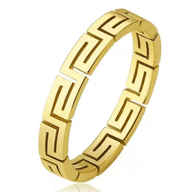 Romantic Couple Ring Jewelry Quality Hypoallergenic Stainless Steel Ring Fashion Hollow Great Wall Pattern Ring Gifts for Women