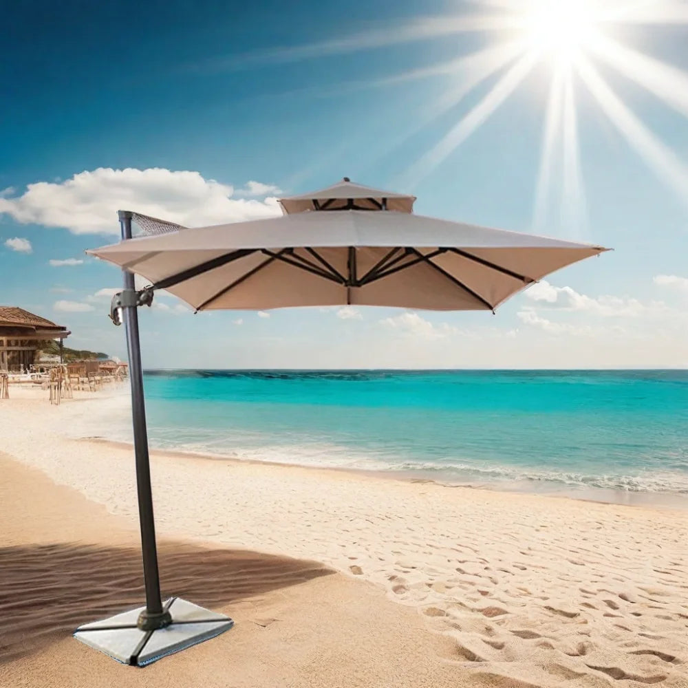 FEAMONT Luxury High Quality Eight Ribs Roman Umbrella Waterproof and UV Printed Pongee Fabric Sun Garden Parasol for Adults