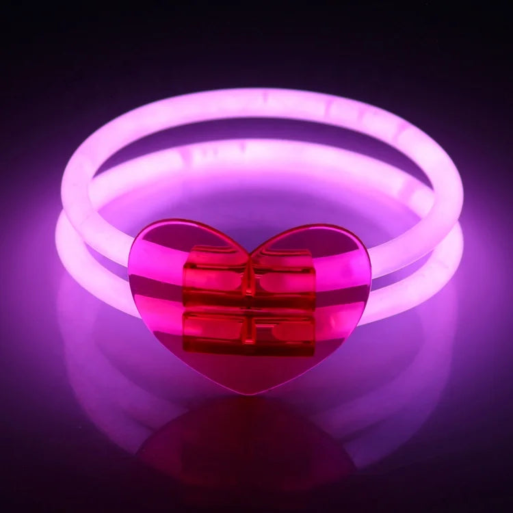 Holiday Decoration Party Pack Assorted Color Glow Stick Heart Shape Bracelet