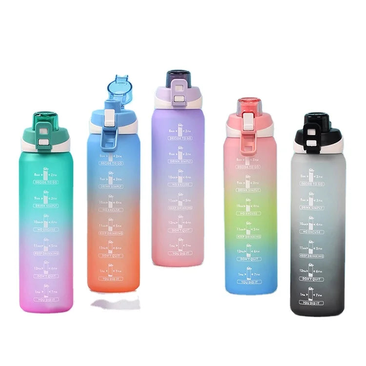 Leakproof BPA Free Plastic Water Bottle to Drink 1L Motivational Water Bottle for Sports