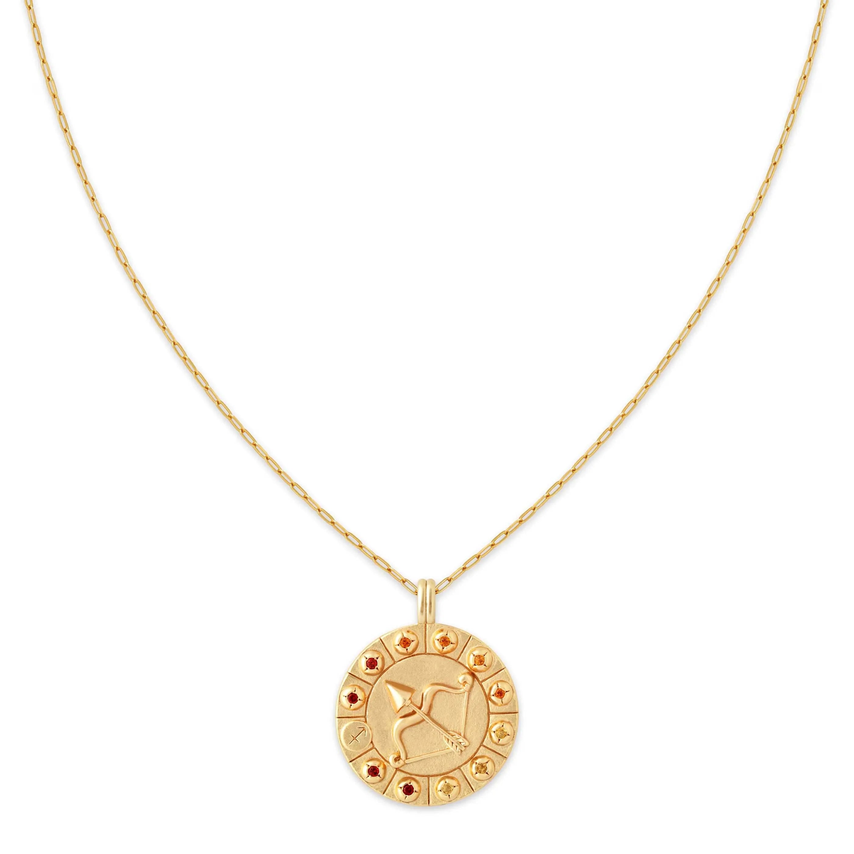Milskye Cute Jewelry Set for Women Shiny Wedding for Women Brass 18k Gold Sagittarius Bold Zodiac Pendant Necklace
