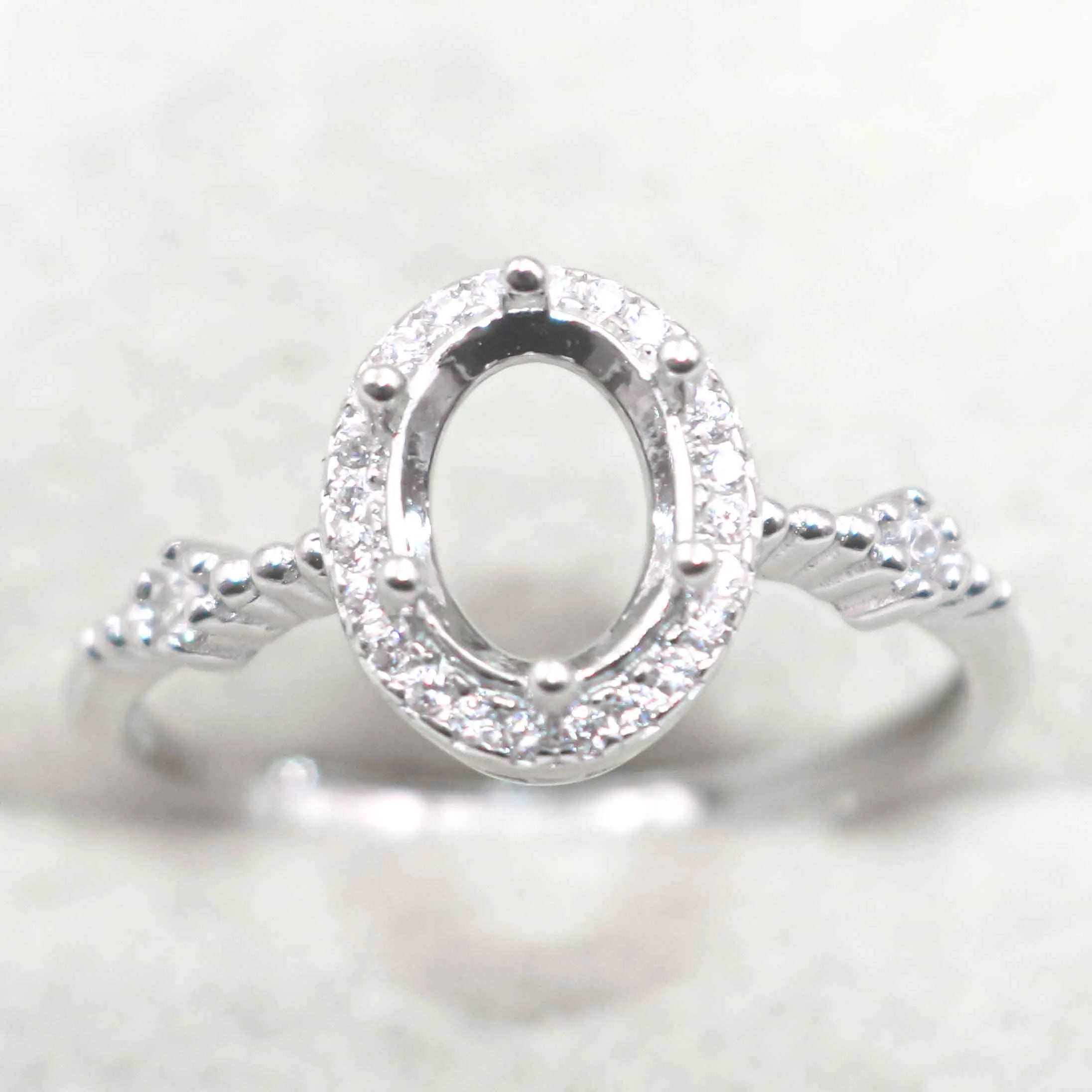 Semi Mount 6*8mm Sterling Silver Ring Frame Empty Blank Support Claw Setting S925 Base Holder Without Center Stone for DIY Inlay