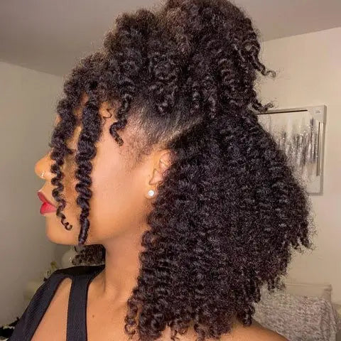 Kinky Curly High Temperature Fiber Hair Toppers for Women & Men with Thinning Hair Single Weft Extensions 8inch Length