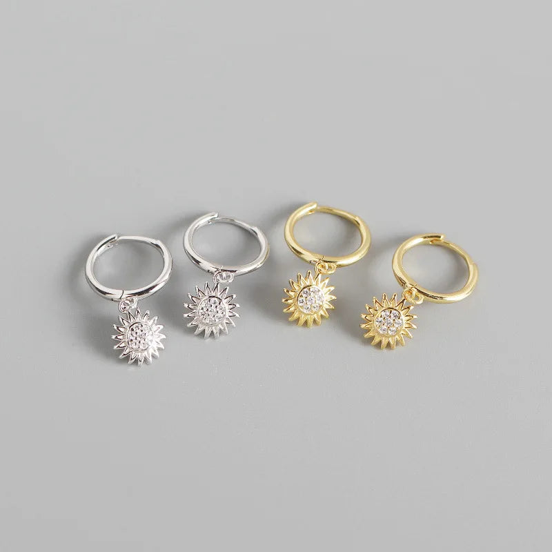 YHE0234 925 Sterling Silver Earrings Wholesale Gold Plated Earrings Sunflower  Earrings Hot Sale Jewelry for Women