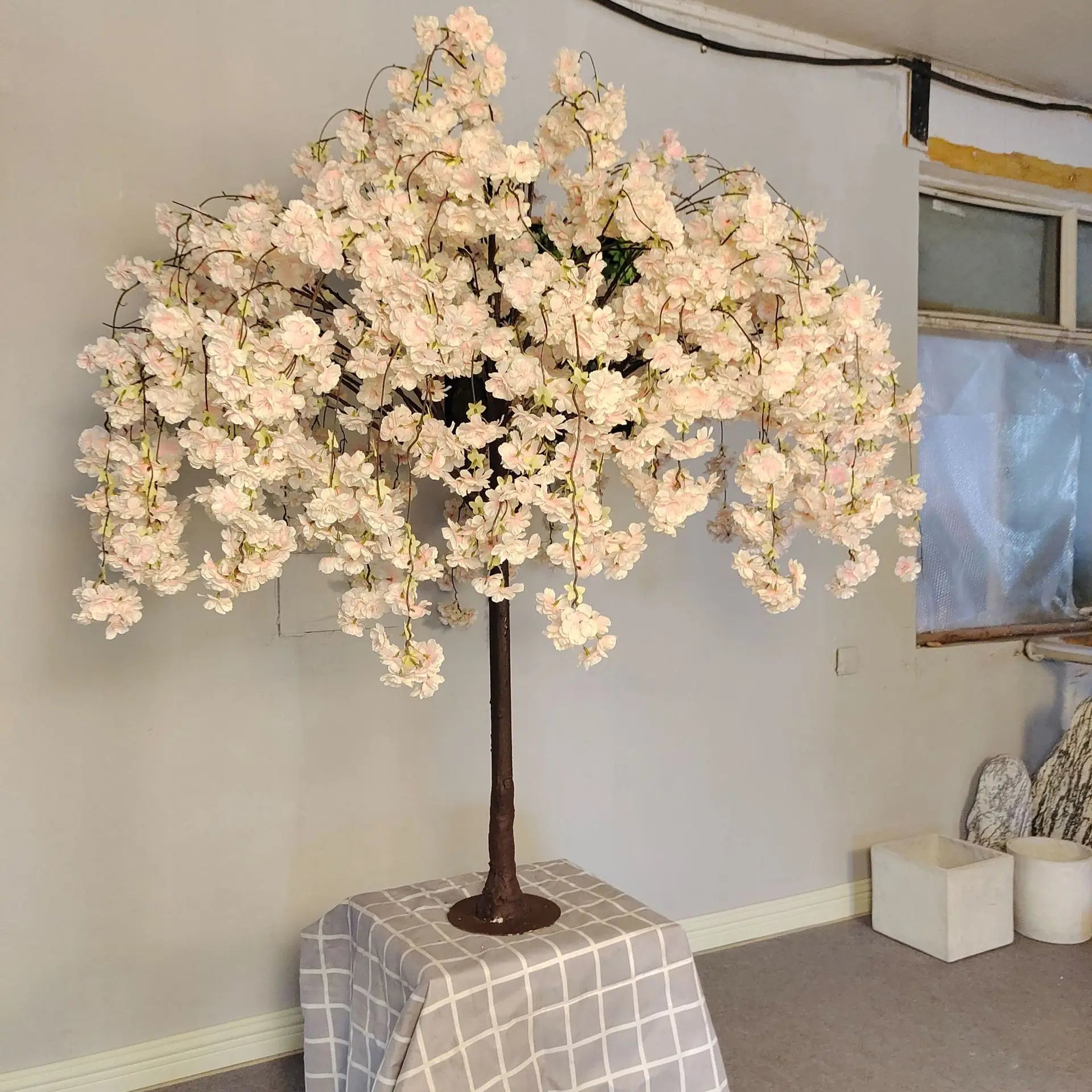 Wedding Restaurant Centerpieces Table Decoration Custom Large Plastic White Artificial Outdoor Cherry Blossoms Artificial Trees