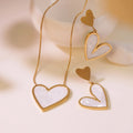 Stainless Steel Gold Plated Snake Chain Unisex Black and White Shell Heart Love Necklace Earrings Jewelry Set Romantic Not Fade