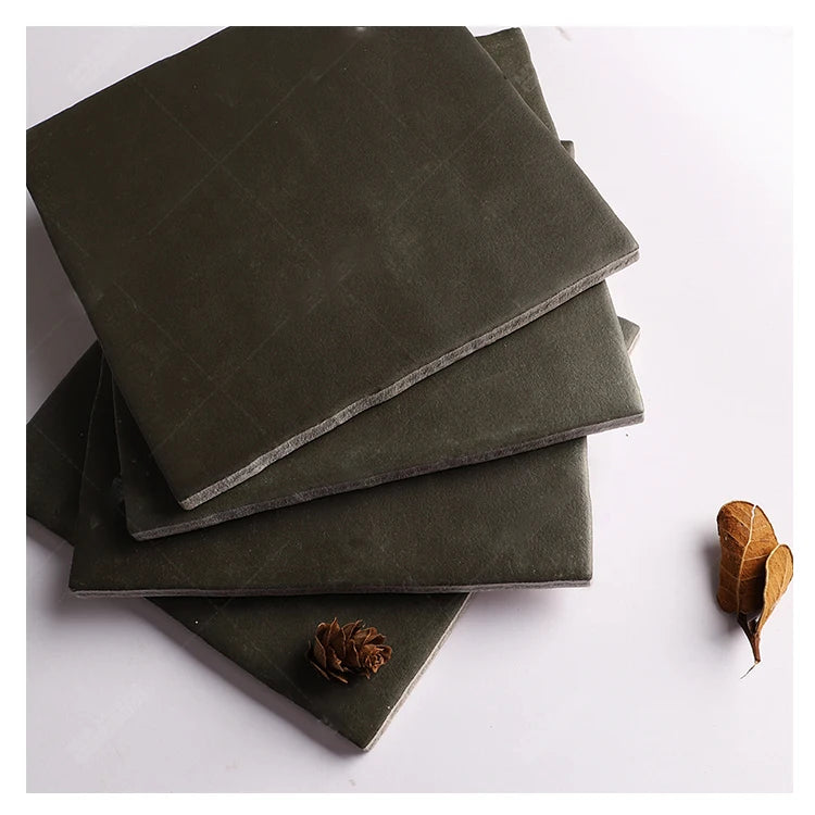 Antique Style 6x6 Inch Ink-Jet Matte Ceramic Black Small Square Backsplash Tiles for Restaurant Kitchen Bathroom Shower Wall