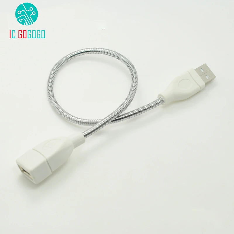 28cm Flexible Metal USB Extension Cable Male to Female Power Supply Cord Metal Hose Tube Wire for USB Light Lamp Bulb