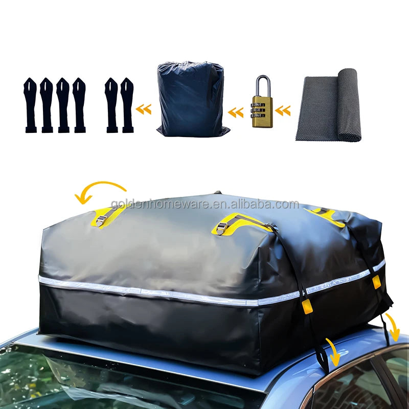 Heavy Duty & Waterproof Car Rooftop Cargo Travel Bag with Reflective Stripes