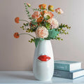 Modern Nordic Style Ceramic Vase White Red Mouth for Home Tabletop Decoration Flower Vase