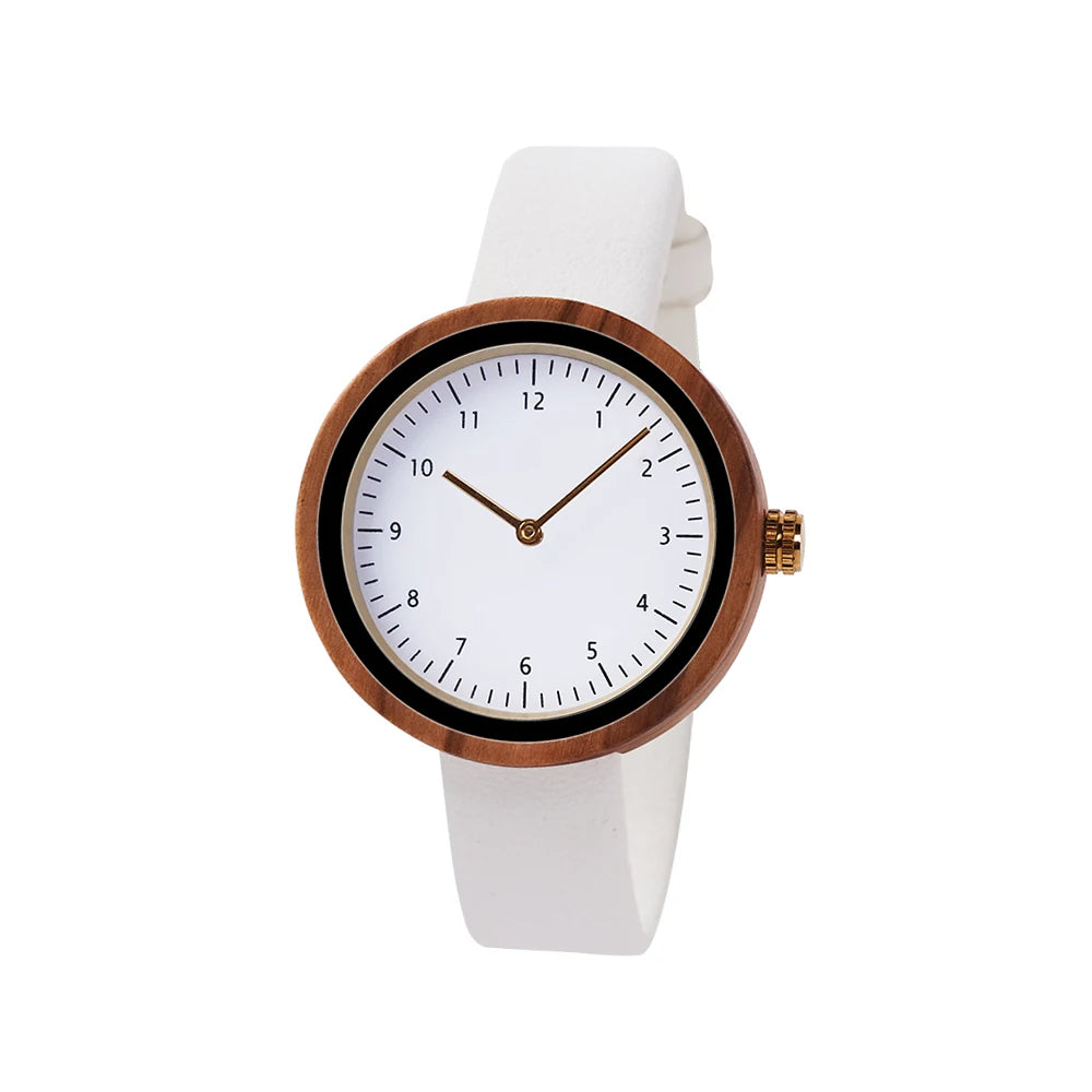 Wholesale Dropshipping Quartz Multiple Color Minimalist Wooden Leather Antique Fashion Business Watches Pointer Dial for Women