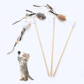 Pet Cat Mouse Toys Tease Cat Wood Stick Interactive Therapy Cat Mouse Toy