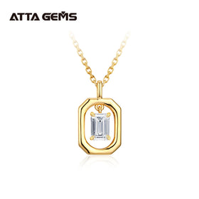 2023 ATTA Octagon Cut White Gold Plated 925 Silver Beautiful Baguette Moissanite Pendant Necklaces for Women
