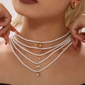 YF6116 Bead Chain Jewelry Stainless Steel 18k Gold Plated Geometric Zircon Pendant Necklace