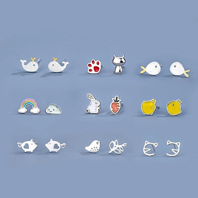 Factory Price Fashion Mixed Batch Korean Style 925 Silver Korean Earrings for Girl