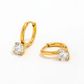 High End 18K Gold Plated PVD Single Round Zircon Huggie Earring Trendy Stainless Steel Fashion Jewelry-Wholesale