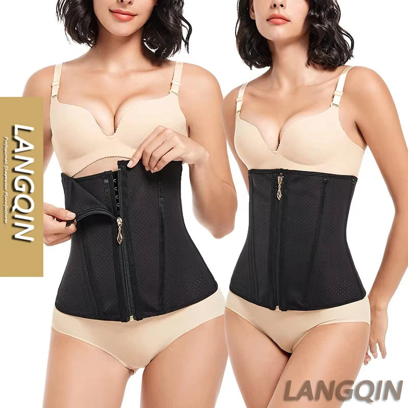 LANGQIN Colombian Waist Trainer Corset Double Compression Breathable Slimming Girdle for Flat Belly & Hourglass Shape
