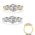 Starsgem Round Moissanite 8mm 5mm 10K 14k Gold Ring Three Stone Moissanite Wedding Engagement Gold Ring