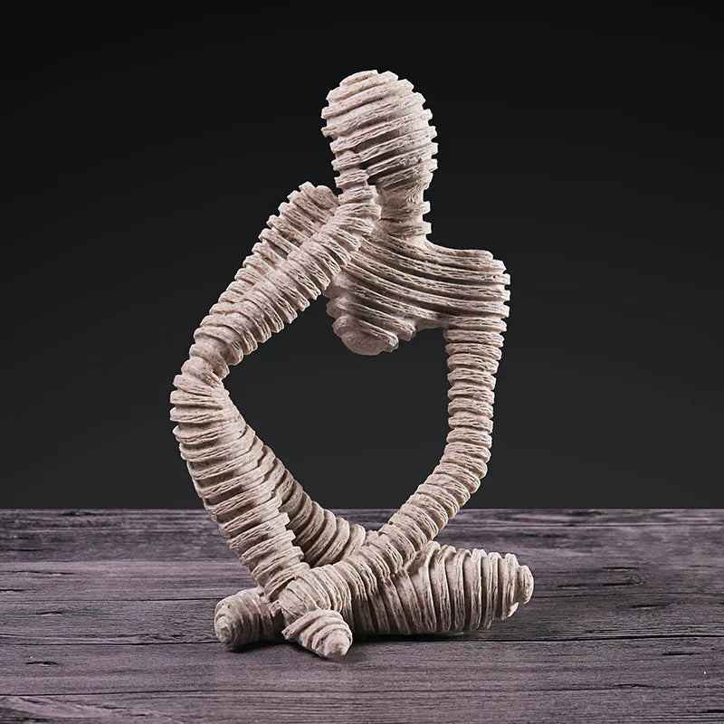 HelloWorld Drawing Pensive Character Decoration Nordic Creative Study Home Decoration Furniture Living Room Office Sandstone