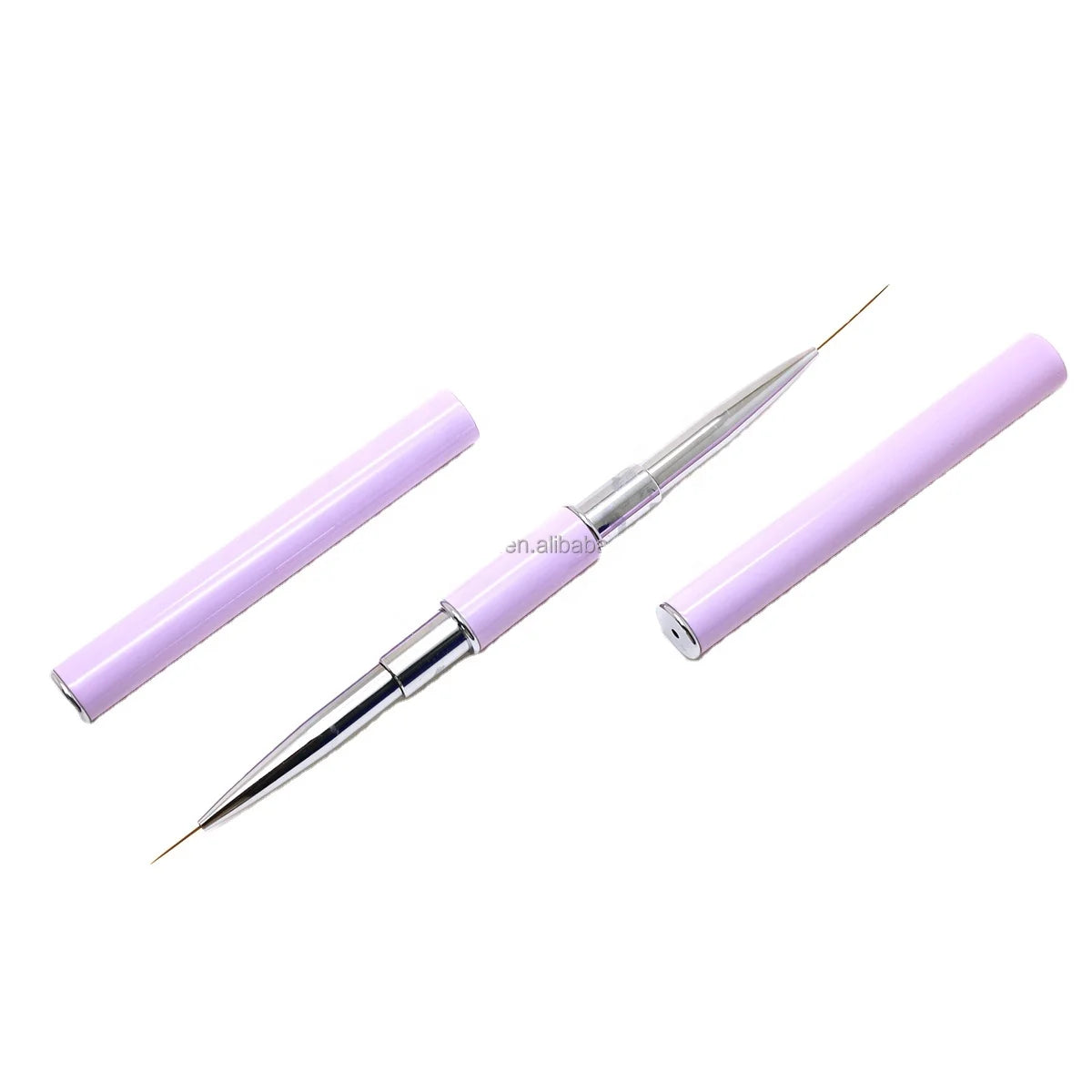Wholesale Purple Metal Handle Manicure Tool Custom Logo Double Head Painting Liner Nail Brush