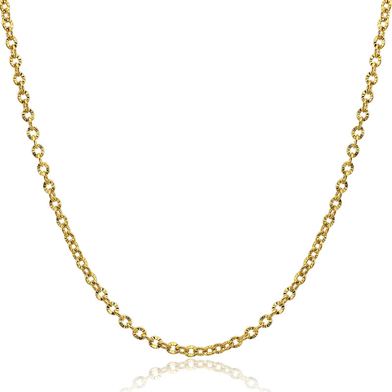 Classic Delicate Small Round Wave Shiny Stainless Steel Chain Necklace Choker for Women Gold Color Ladies Necklace Jewelry Gift MegaBDM