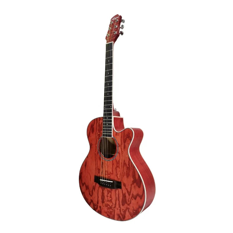 Wholesale Aiersi Brand Ash Body Cutaway Acoustic Guitar Custom Logo Cheap Price 40 Inch OM Style Folk String Music Instrument