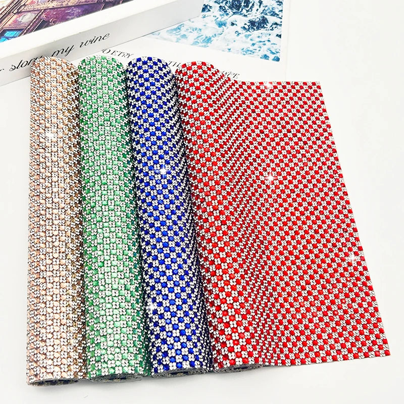 Wholesale 24*40cm Square Glass Rhinestone Sheet 4mm Flatback Self-Adhesive Hotfix Designs for Garments and Shoes