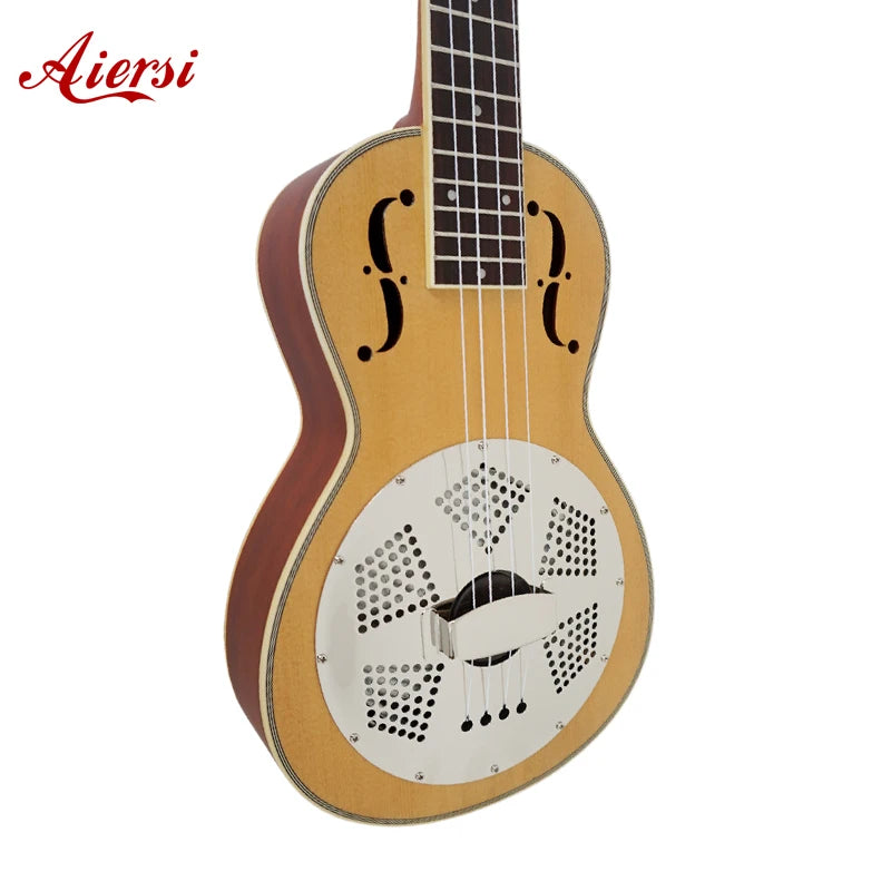 Wholesale Price Aiersi Brand F Holes Spruce Body Tenor Resonator Ukulele Travel Hawaii 26 Inch Wood 4Strings Small Guitar