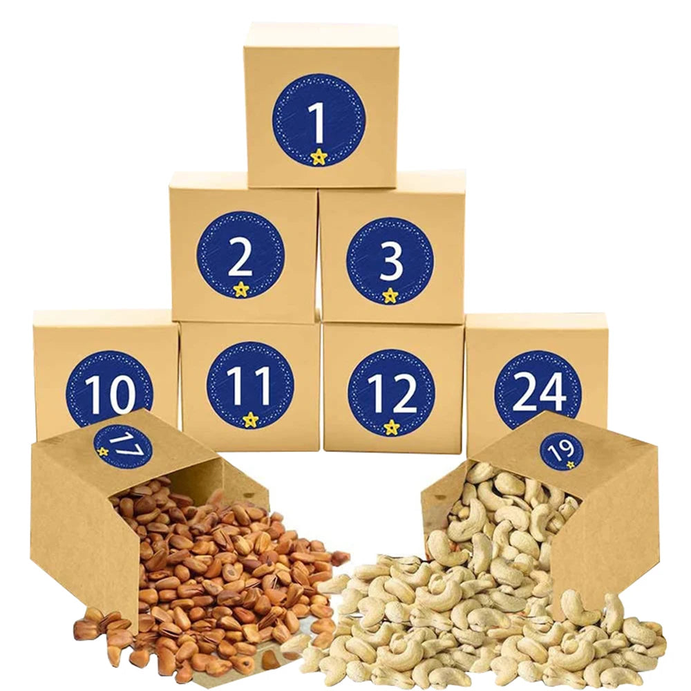 Wholesale Ramadan Festival Christmas 24 Advent Calendar Gift Boxes with Paper Stickers for Packaging  Cookie Candy Nuts Sweets