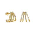 RINNTIN EQE47 Design Jewelry 925 Sterling Silver Earrings With Zircon Claw Shape Wholesale 14K Gold Plated Earrings for Women