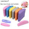 100/180 Mini Colored Sponge Nail File Double-sided Half Moon Nail Buffer Manicure Care Tool Washable Nail File and Buffer