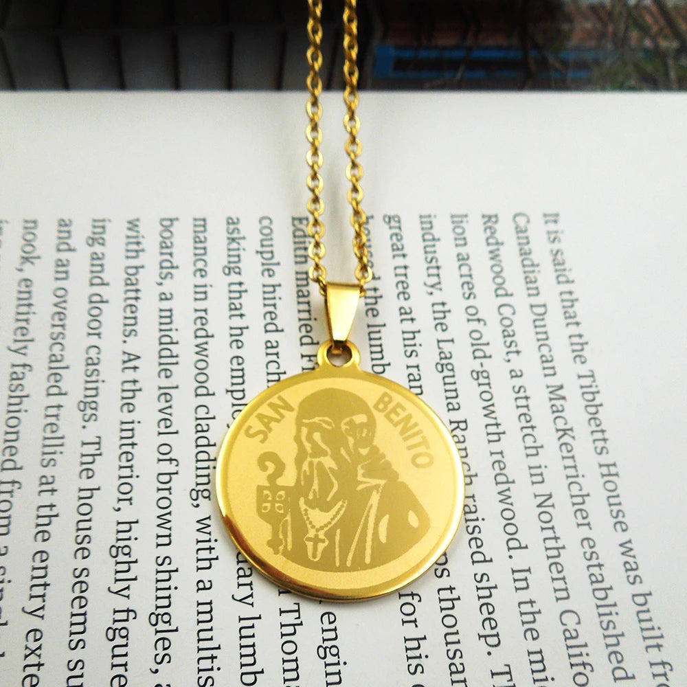 New 316L Stainless Steel Custom Initial SAN BENITO Pendant Necklace Religion Christian Cross Charm Jewelry Amulet Europe America