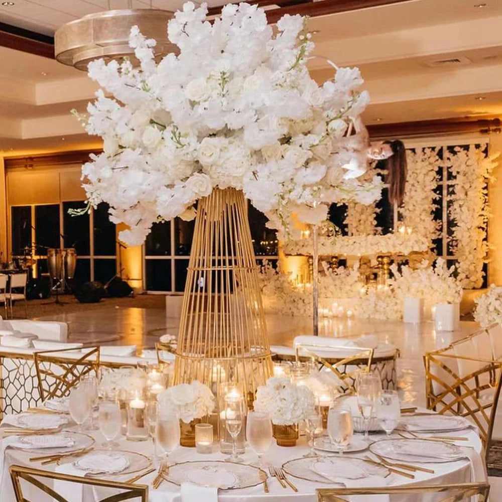 F509 Scene Layout Centerpiece Flower Ball Stand Iron Gold Stand Metal Shelf Wedding Decoration for Table Flower Arrangement