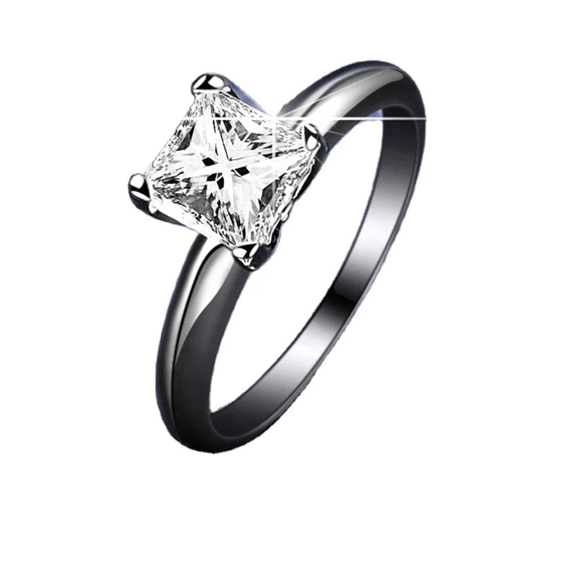 Hot Selling 4-claw Setting Moisanit Diamond Ring 925 Sterling Silver 1carat D VVs Moissanite Gemstone for Wedding Ring