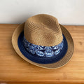 Women Sun Hat Female Linen Panama Hat Striped Patchwork Beach Straw Jazz Hat
