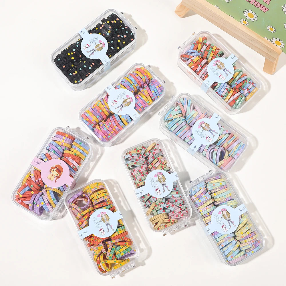 Seamless Cotton Hair Bands Elastics Hair Ties 60pcs Per Box 0.78 Inch Diameter Ponytail Holders Cute for Girls Toddlers Babies