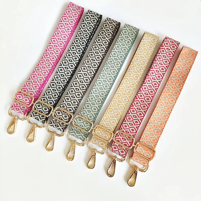 Deepeel GL021 3.8cm Wide Handbag Strap Crossbody Ethnic Canvas Straps Adjustable Jacquard Bag Shoulder Straps