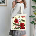 Custom Logo Lightweight Reusable Hawaiian Print Cotton Canvas Tote Bag Folding for Grocery Shopping Advertising Promotion Gift