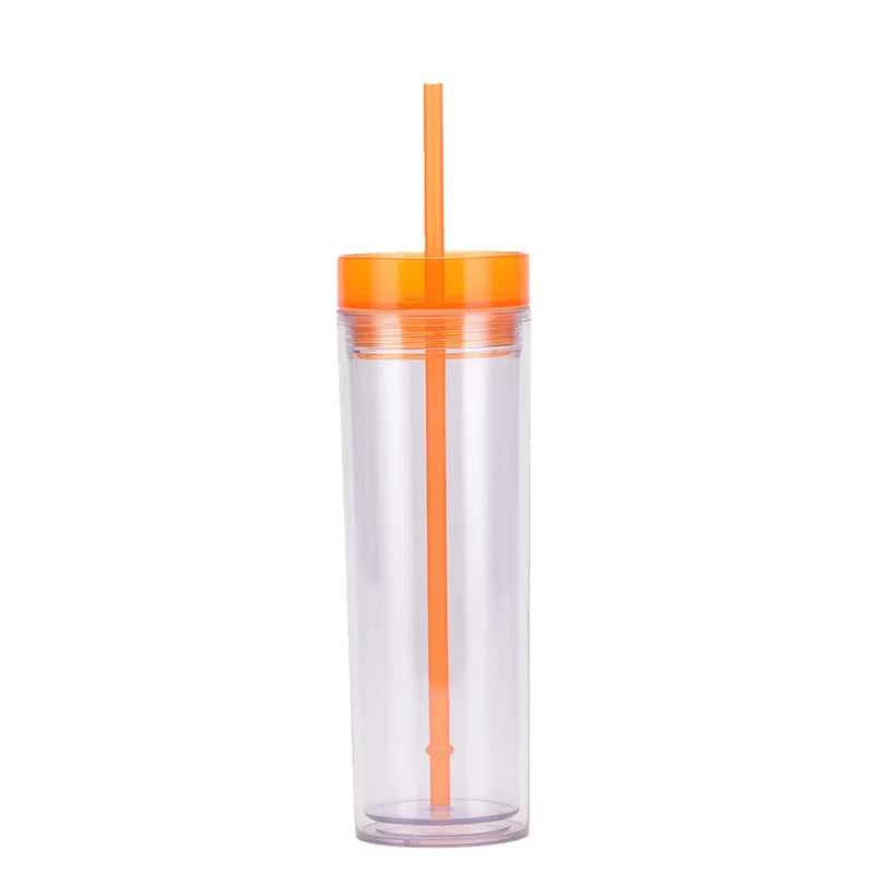 FX Factory Wholesale Custom Sublimation Blanks Double Wall Clear Color Screen Printing Plastic Skinny Bottle Tumbler