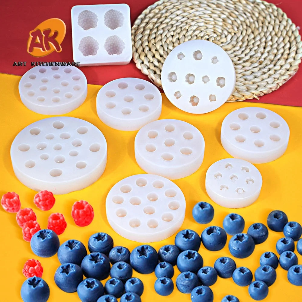 AK 3D Fruit Blueberry Cupcake Candles Molding Strawberry Candle Mold Cute Raspberry Silicone Mold for Dessert Candles Making